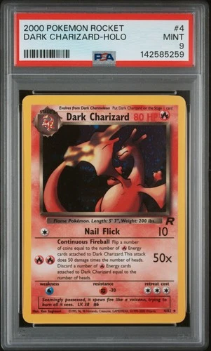 2000 POKEMON ROCKET #4 DARK CHARIZARD-HOLO PSA 9
