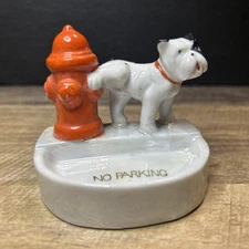 VTG Boston Terrier Fire Hydrant Ceramic Lusterware Ashtray No Parking Japan