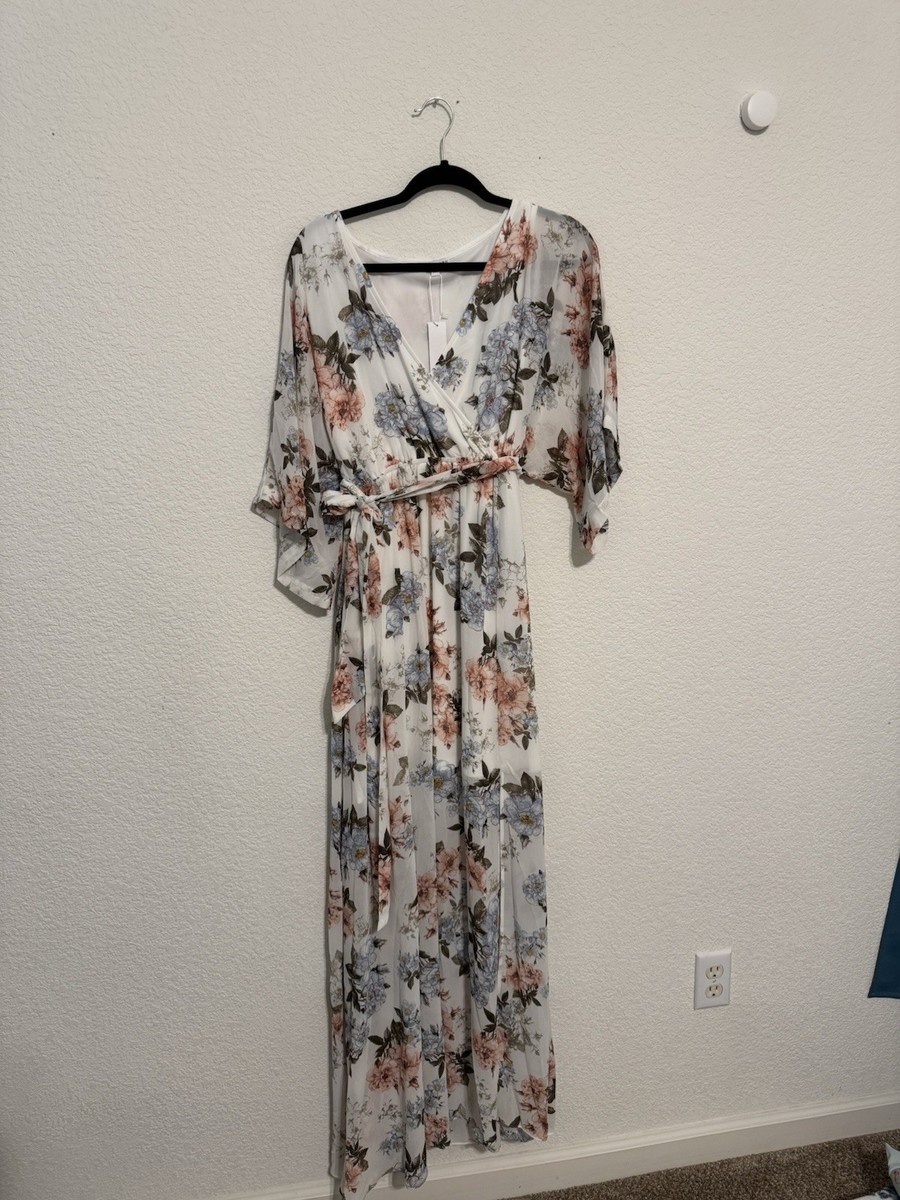 Baltic Born Women's Kia Kimono White Floral Maxi Dress Size XL | eBay