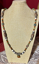 Agate, Citrine, Glass, & Metal Beaded Necklac...