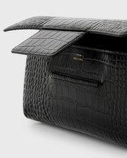 Toteme Soft croco-embossed t-clutch black
