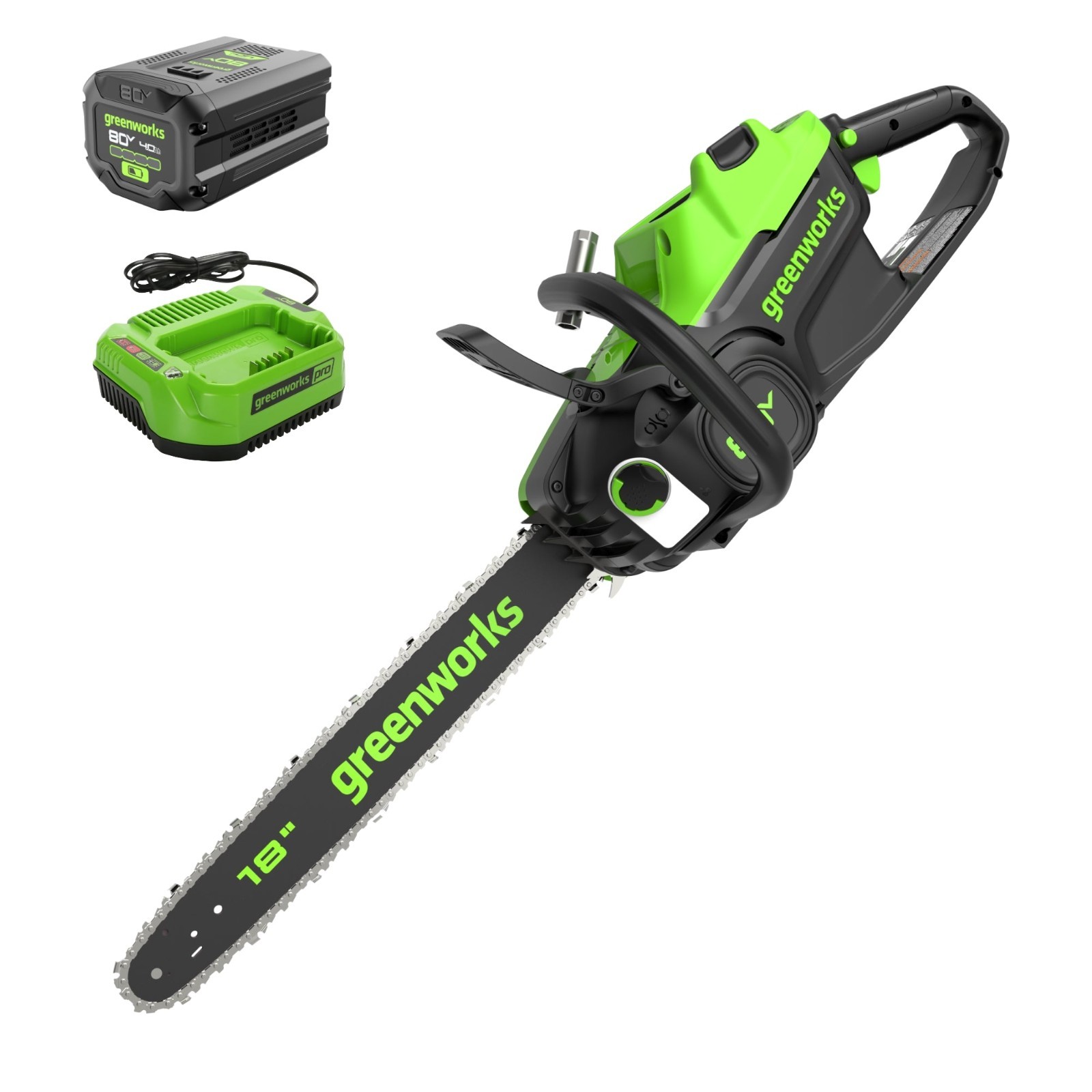 Greenworks 80V 18 inch Cordless Chainsaw 2500W with 4Ah Batt