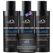 Bald Head Care Gifts For Bald Men | All Natural 4 Step Daily Skin Care for He...