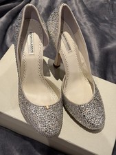Swarovski crystal leather & silk womens shoes UK size 6 Designer -Benjamin Adams