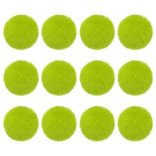 12Pcs Fluffy Soft Faux Fur Pom Poms for Hats with Elastic Loop, Bright Green