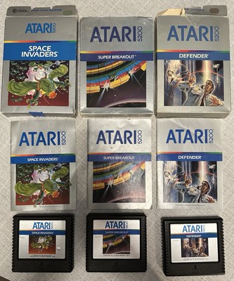 Atari 5200 Lot CIB, Space Invaders, Super Breakout, Defender