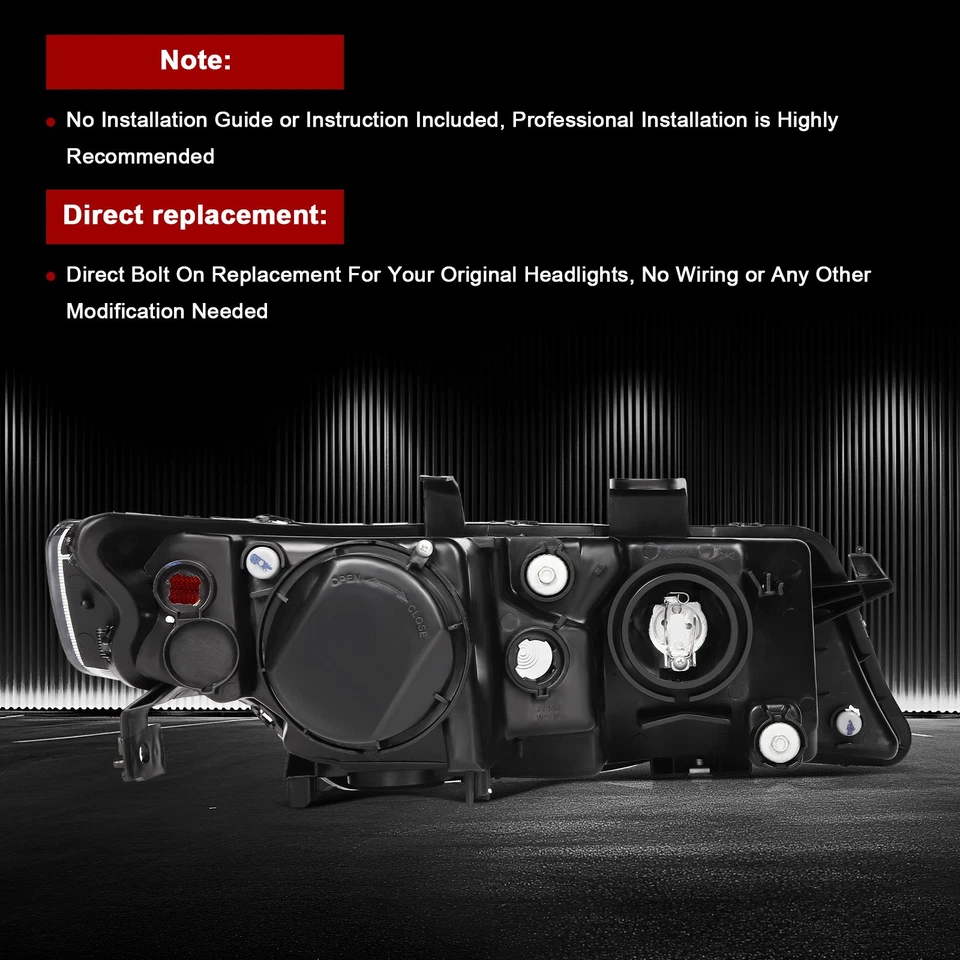 Headlights Assembly For 2004-2007 2008 Acura TSX Black Housing Headlamp Couple - Image 4 of 4