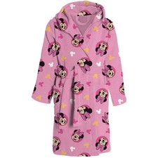 Accappatoio bambina in spugna con cappuccio Disney Minnie rosa