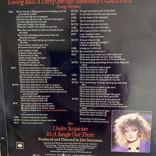 BONNIE TYLER Loving You's A Dirty Job 1985 UK 12" Vinyl Single Todd Rundgren CBS - Picture 2 of 5