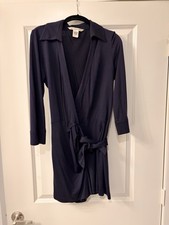 DVF Diane von Furstenberg Two Wrap Dress Violet 3/4 Sleeve Size 8