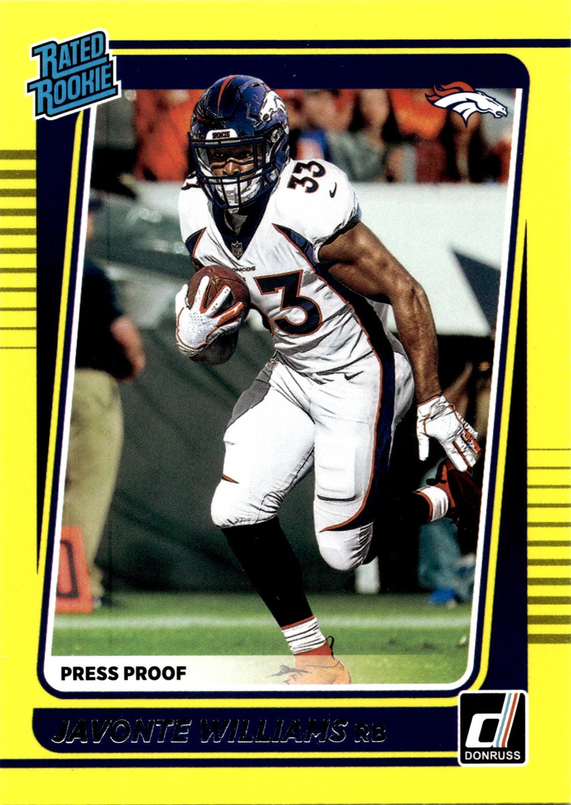 2021 Panini Donruss - Javonte Williams Press Proof Yellow Broncos (RC)