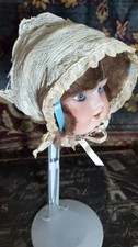 VINTAGE LACE SCALLOPED LINED BONNET FOR Antique VINTAGE ARTIST BABY DOLLS TLC