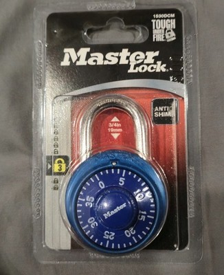 Master Lock 1530DCM Combination Padlock Blue Steel Indoor Outdoor Not Resettable