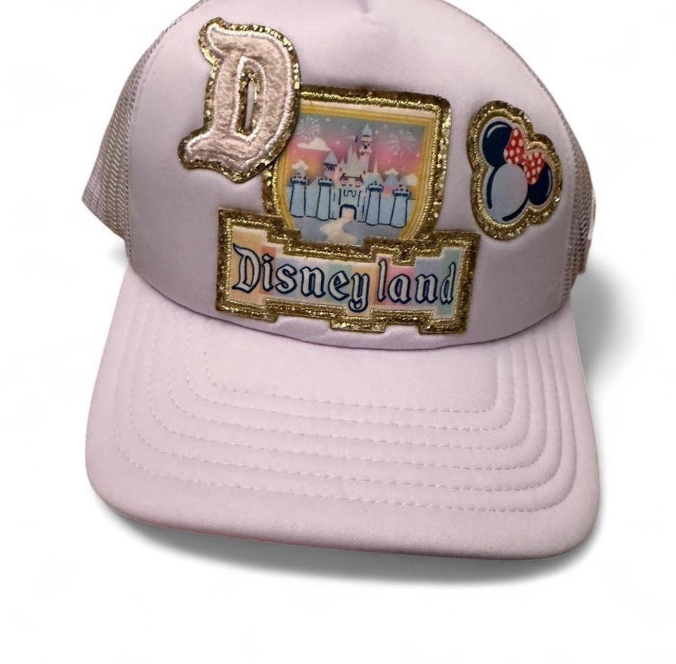 Disneyland Stoney Clover Lane Glitter Castle Minnie Mouse Ears Pink Trucker Hat
