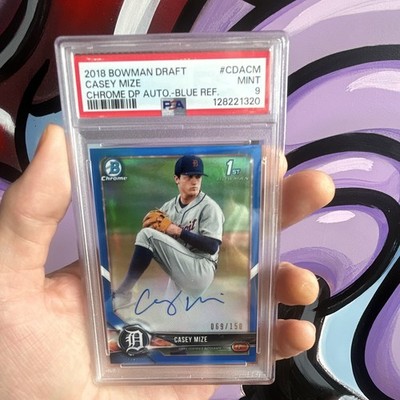 2018 Bowman Draft Casey Mize CDA-CM RC Auto True Blue Refractor 69/150 PSA 9