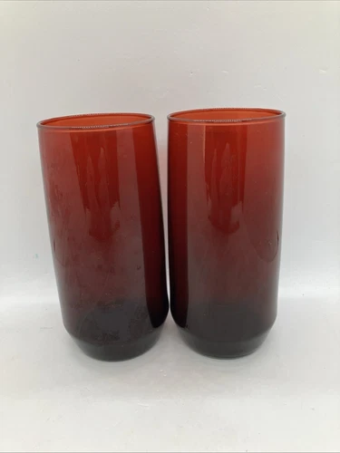 Ruby Red Tumbler Pair Of 2, 6” Vintage Anchor Hocking Drinking Glass