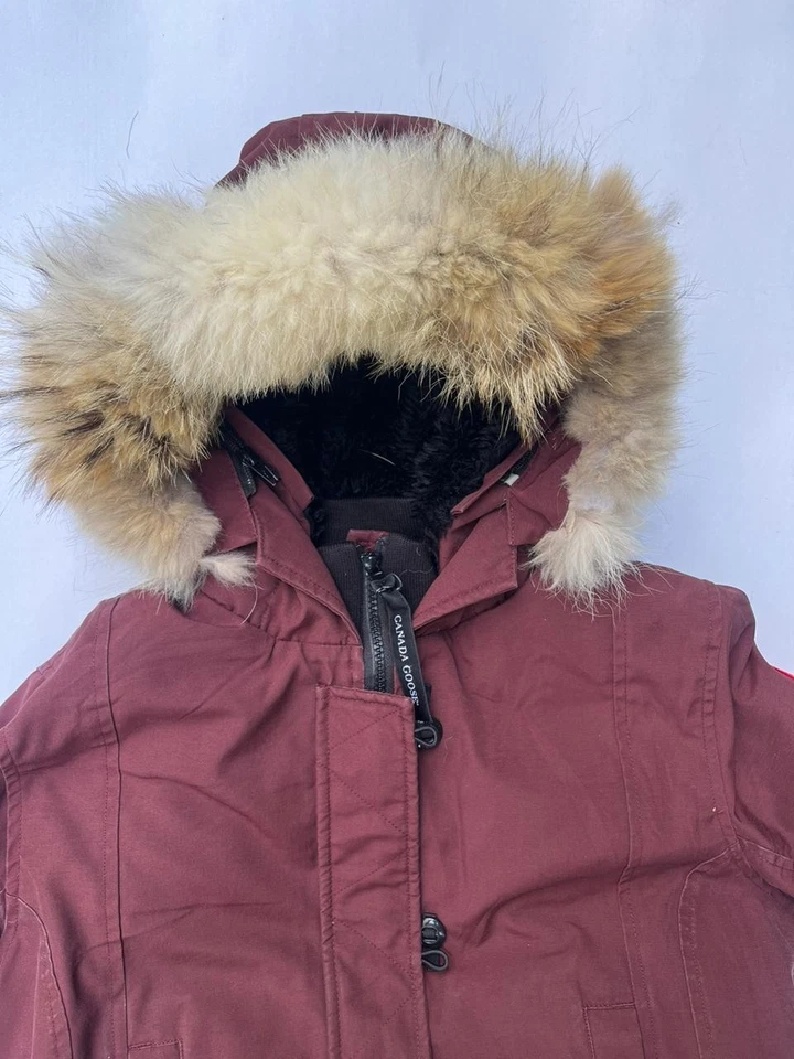 Canada Goose Kensington Parka Women L Burgundy Real Fur Hood - Image 4 of 4
