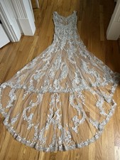Blue Enzoani 2 Pcs Mermaid Gown Sheer Beaded Lace Wedding Dress With Slip 10 S