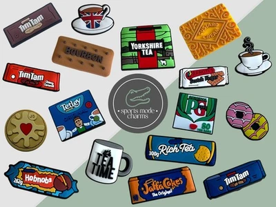 SPORTS MODE CHARMS Tea Time - Charms für Schuhe Clogs Sandale - Yorkshire Bourbon Jaffa Biscuits JD