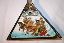 VINTAGE BALALAIKA SCENA INVERNALE ARTE MANDOLINO RUSSO UKULELE DECORAZIONE CASA NATALE
