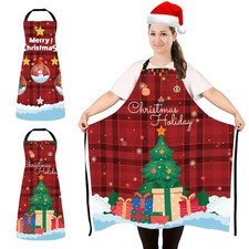 2 PCS Plus Size Funny Christmas Kitchen Apron Adjustable Waterproof Bib