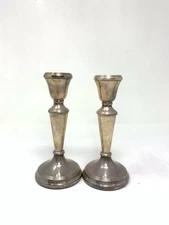 Two Vintage LJM 1945 Sterling Silver 6" Tall Candlestick Holders [A4-1-74]