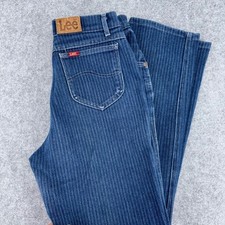Vintage Lee High Waisted Pinstripe Denim Jeans Straight leg Union Made in USA 14