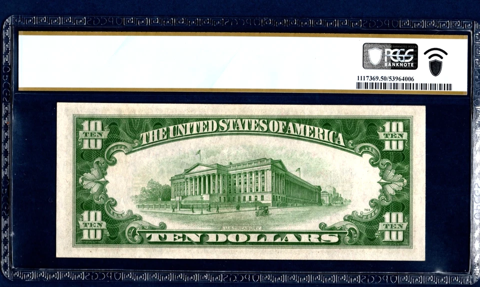 1934 A💲10  S/C   NORTH AFRICA   🌟 STAR NOTE 🌟 Fr-2309*    PCGS  50 - Image 2 of 4