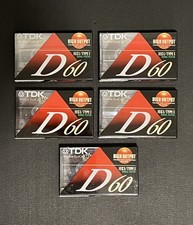 Lot Of 5 TDK D60 Audio Cassettes Blank IECI/TYPE I High Output Factory Sealed