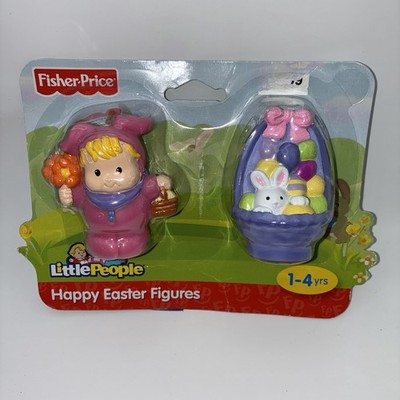 Fisher Price Little People Happy Easter Figures Pink Girl Bunny Purple Basket