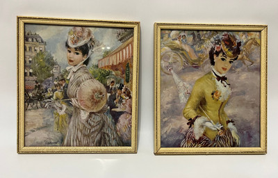 Vintage John L Strevens pair of French Prints ''Rendevous'' and ''In the Park''