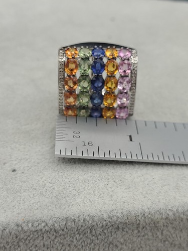 Carol Brodie Rarities 925 With Platinum Overlay Multi Gemstone Ring Size 8 - Picture 6 of 9