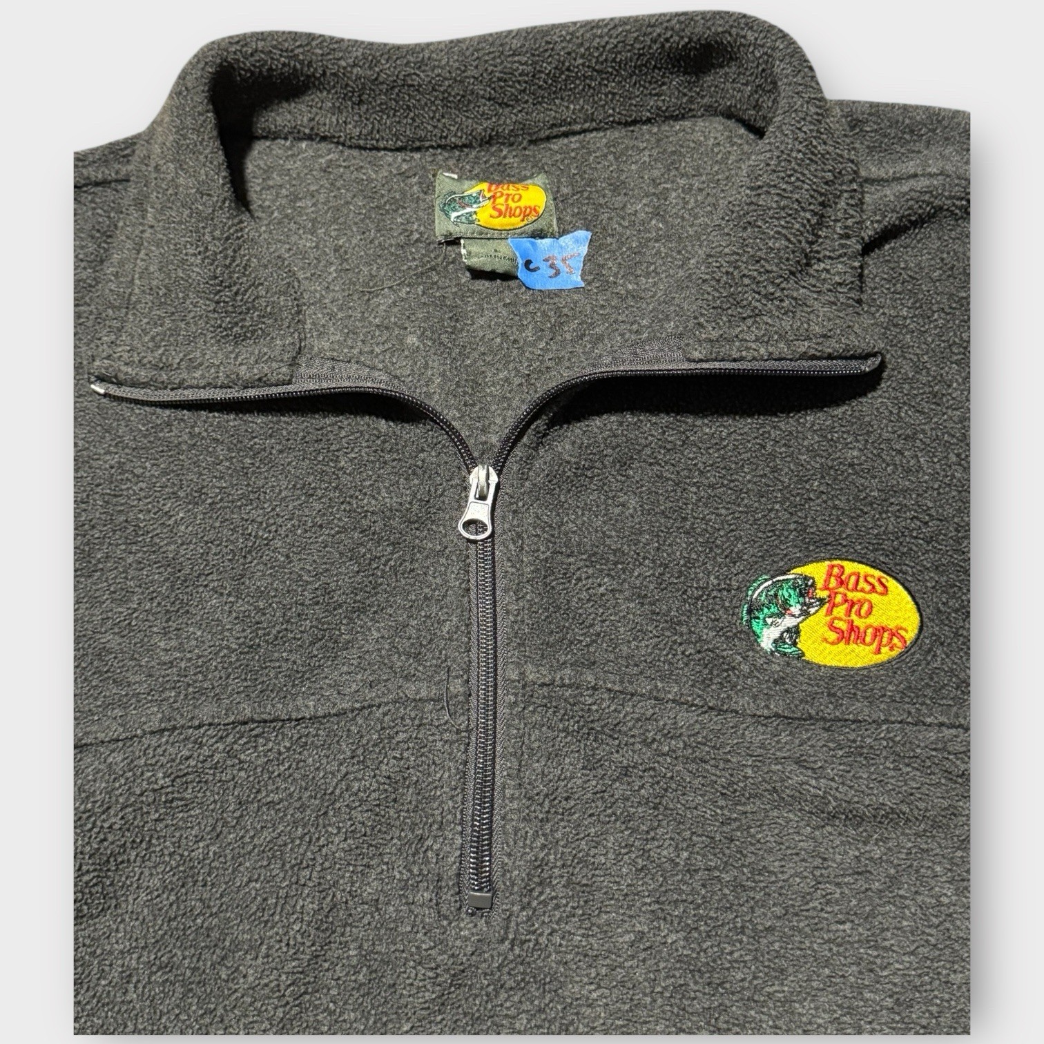 Bass Pro Shops Gray Collared Quarter Zip Jacket Mens Fleece Outdoor Pullover image 3