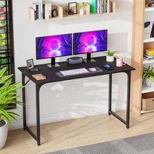 47" Computer Desk Black Wood Writing Study Gaming Table Office Home Bedroom