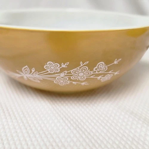 Vintage PYREX #444 Cinderella Nesting Mixing Bowl Butterfly Gold Large 4 Quart