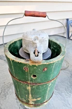 Vintage Antique Wood Barrel Ice Cream Maker Freezer Hand Crank Rustic Farmhouse