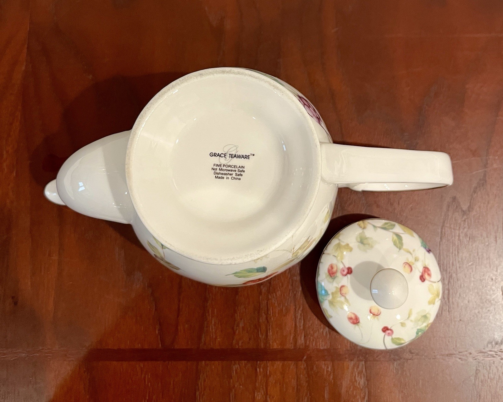 Grace Teaware Fine Porcelain Teapot With Lid Summer Berries 6.5” Tall