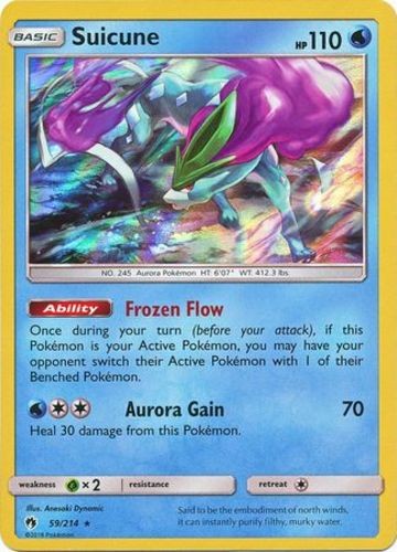1x Suicune - 59/214 - Holo Rare Lightly Played Pokemon SM08 - Lost Thunder