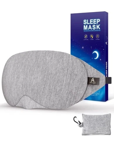 Mavogel Cotton Sleep Mask Light Blocking Travel Pouch Gray Night Eye Mask