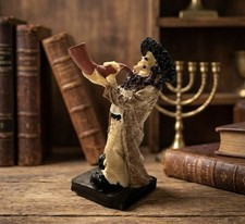 Statuina rabbino ebreo Bolwing Shofar fatta a mano Judaica resina decorazione artistica statua