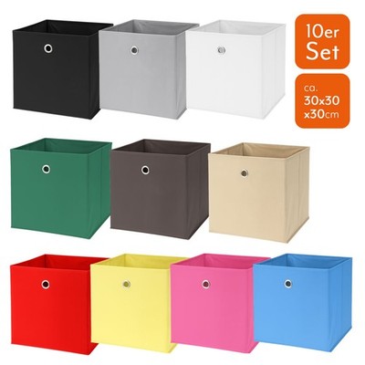 10er Set Aufbewahrungsbox 30x30 cm Aufbewahrungs Regal Korb Box Stoff Faltbox