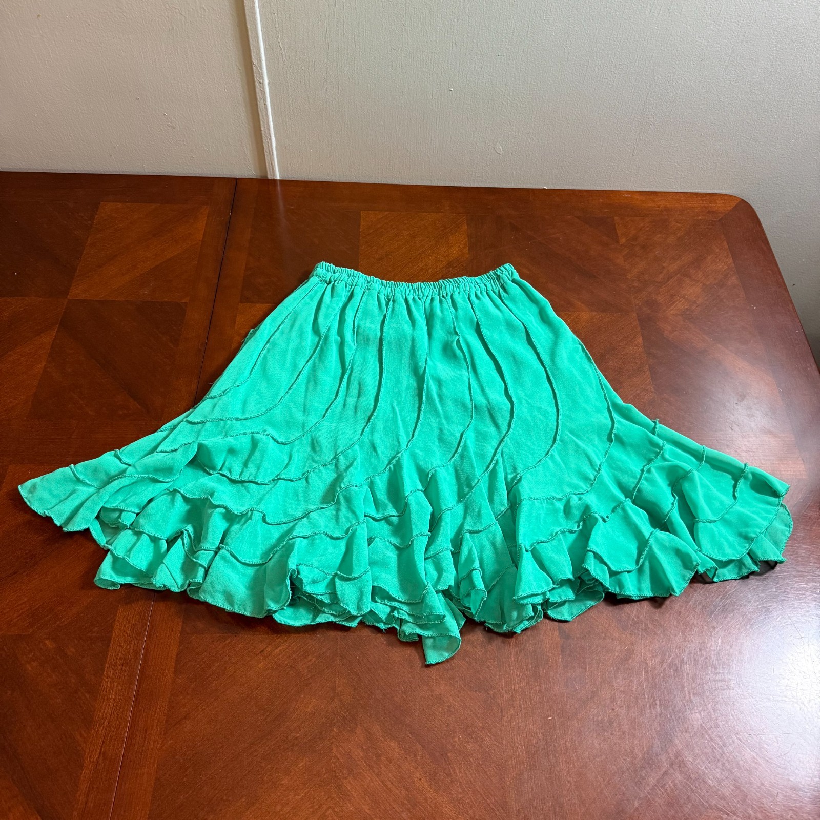 Skirt Women's S Flowy Summer boho Teal Green Tiered Ruffle Cottagecore Fairycore-image