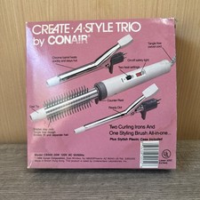 ConAir 1980s Vintage Curling Iron Create-A-Style Curling Brush Iron Travel Case