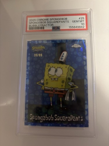 Topps 2025 Chrome SpongeBob SquarePants #25 Bubblefractor 09/99 PSA 10 RARE OBO