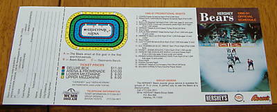 AHL pocket schedules hershey bears 1990-91 | eBay