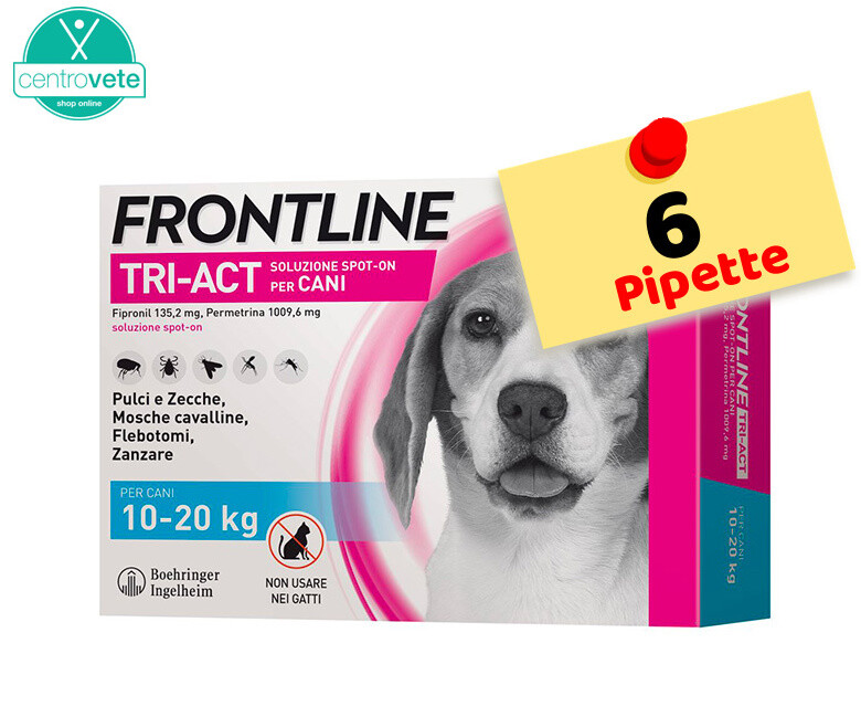 Frontline TRI-ACT 6 Pipette per Cani  2-5 / 5-10 / 10-20 / 20-40 / 40-60 kg CANE: Per Cani da 40 a 60 kg/6 Pipette img
