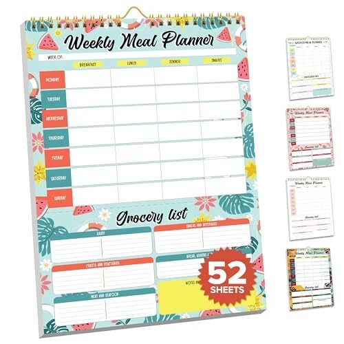 Weekly Meal Planner and Grocery List - 52 Easy Tear-Off Sheets Meal Planning 