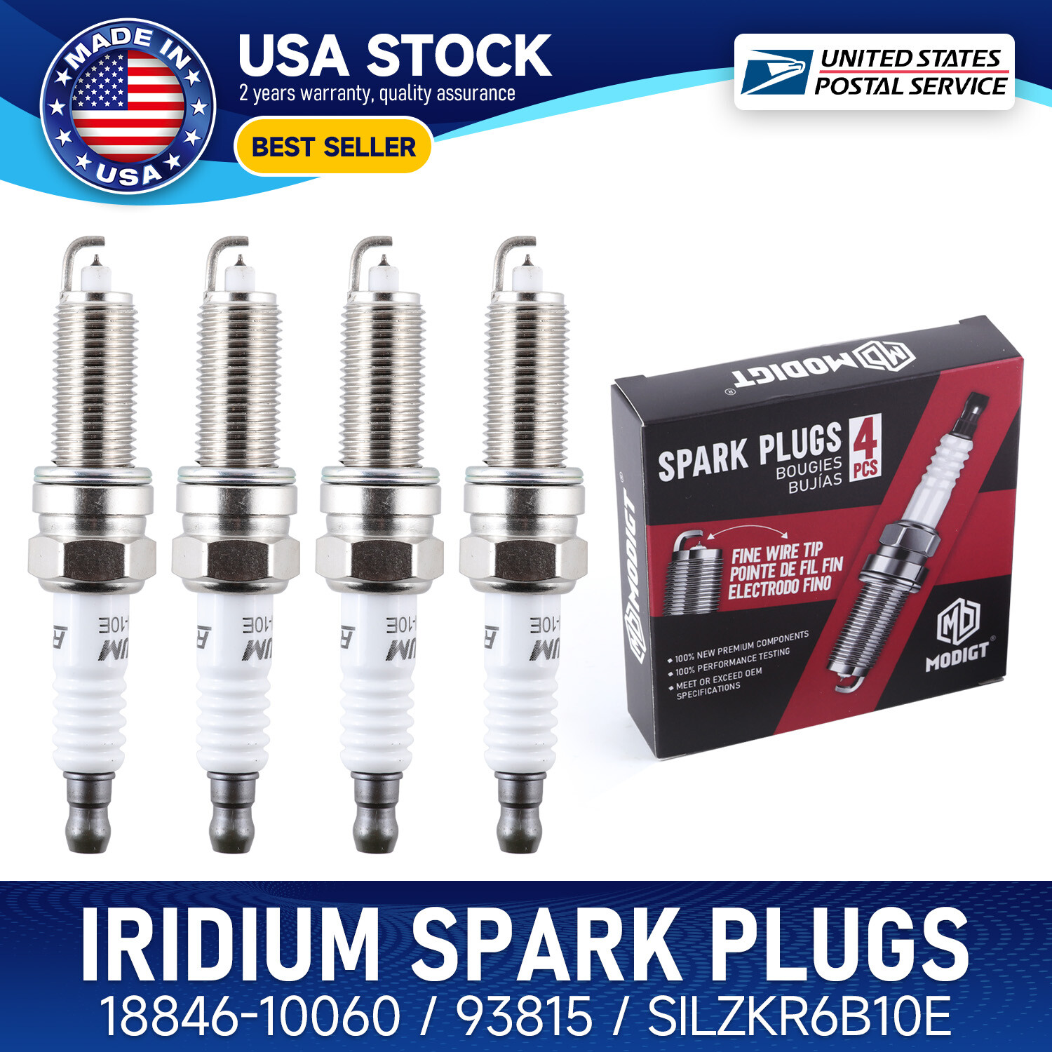 Genuine Spark Plugs Iridium SILZKR6B10E 93815 4 PCS OEM Quality For Hyundai KIA