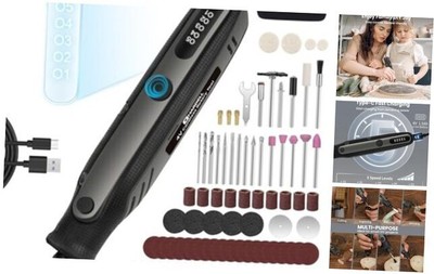  Mini Cordless Rotary Tool 4V, 5-Speed Rotary Tool Kit with 86 Black