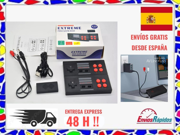 CAJA EXTREME MINI GAME BOX 620 Juegos VINTAGE mando inalámbrico de 2,4G 48H